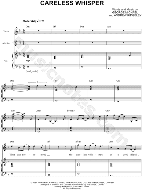 Print and download Careless Whisper sheet music by George Michael. 