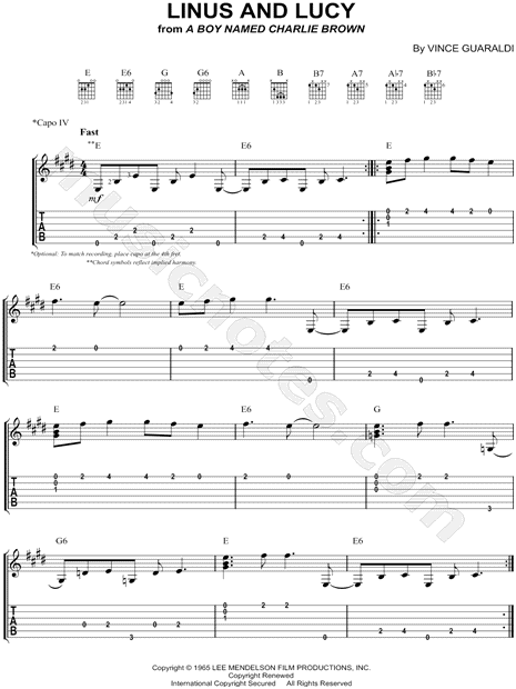 Linus And Lucy Chord Chart