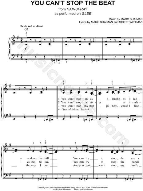 You Can T Stop The Beat From Hairspray Sheet Music Easy Piano In G Major Download Print Sku Mn