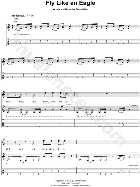 Steve Miller Band "Fly Like an Eagle" Guitar Tab in A Minor - Download & Print - SKU: MN0108499