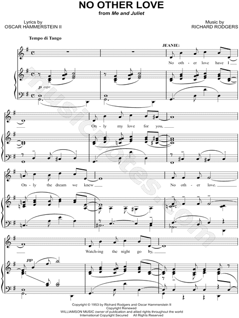 No Other Love From Me And Juliet Sheet Music In G Major Transposable Download Print Sku Mn