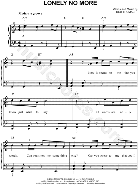 Sheet Music,Lonely No More,digital,download,sheetmusic,notation,musicnotes.