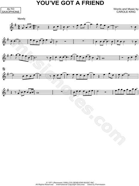 Carole King You Ve Got A Friend Sheet Music Alto Saxophone Solo In E Minor Download Print Sku Mn