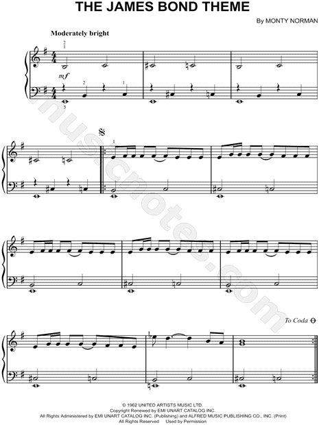 James Bond Themes for Easy Piano Hal Leonard Sheet Music Lyrics Chords Paperback 