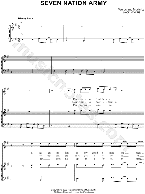 Seven Nation Army Piano Sheet Music