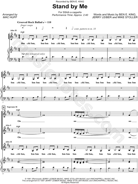 Ben E King Stand By Me Arr Mac Huff Ssaa Choir Piano Choral Sheet Music In D Major Download Print Sku Mn