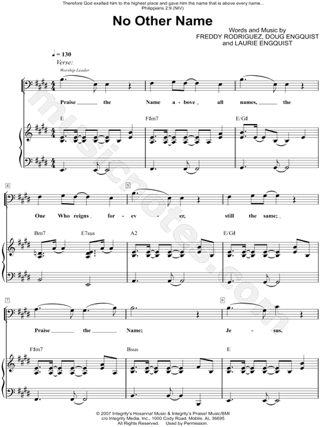 Freddy Rodriguez No Other Name Sheet Music In E Major Download Print Sku Mn