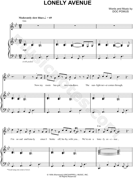 Sheet Music,Lonely Avenue,digital,download,sheetmusic,notation,musicnotes.