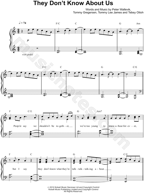 One Direction They Don T Know About Us Sheet Music Easy Piano In C Major Transposable Download Print Sku Mn0112477