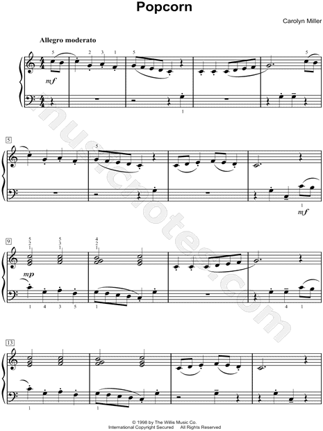 Carolyn Miller "Popcorn" Sheet Music (Easy Piano) (Piano ...