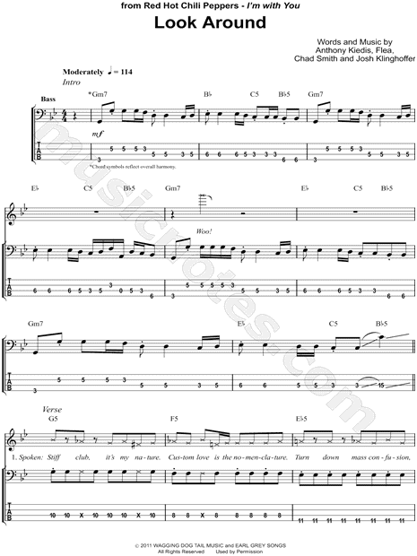 Print and download Red Hot Chili Peppers Look Around Bass TAB. 