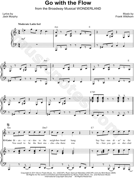 Go With The Flow From Wonderland Sheet Music In A Minor Transposable Download Print Sku Mn