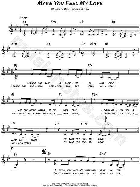 Adele Make You Feel My Love Sheet Music Leadsheet In Bb Major