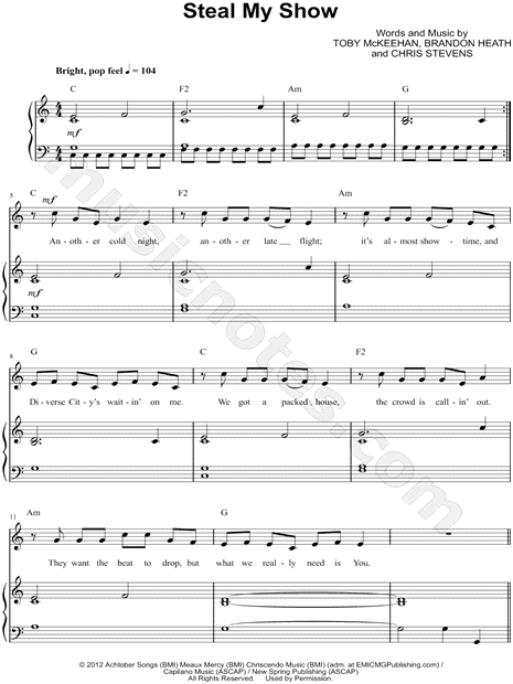 Tobymac Steal My Show Sheet Music In C Major Transposable