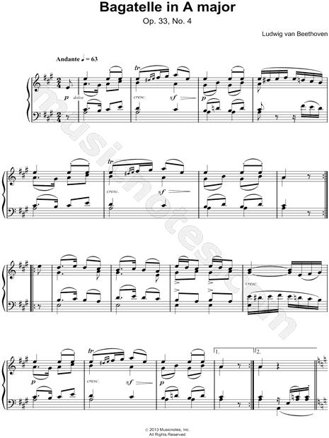 Bagatelle in A major, Op. 33, No. 4