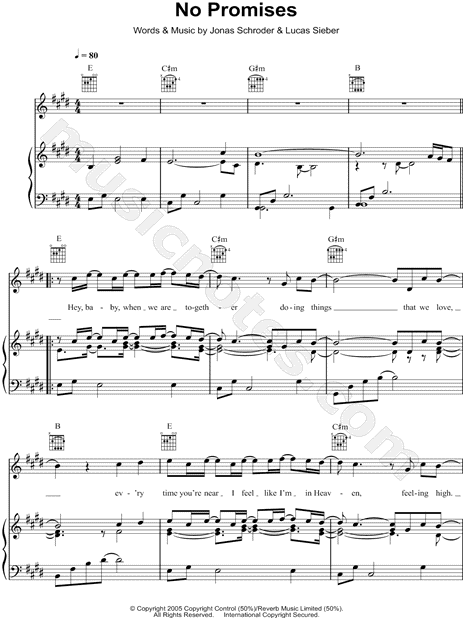 Shayne Ward No Promises Sheet Music In C Minor Download