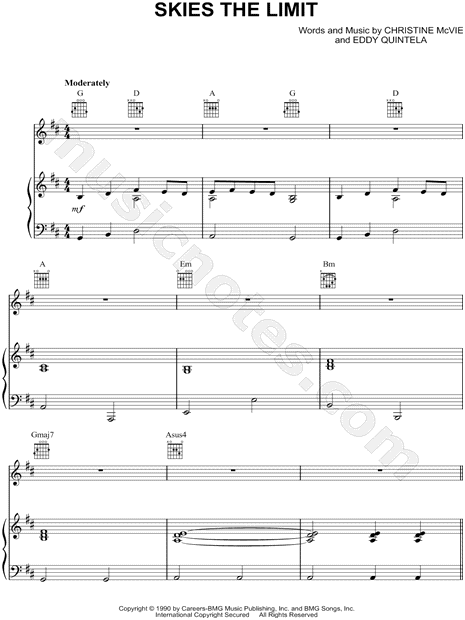 Fleetwood Mac Skies The Limit Sheet Music In D Major Download Print Sku Mn0116057