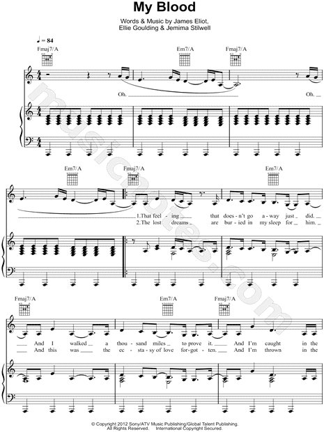 Print and download My Blood sheet music by Ellie Goulding. 