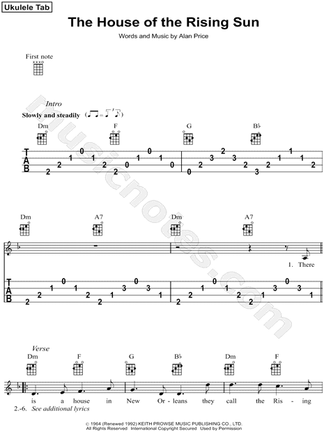 The Animals The House Of The Rising Sun Ukulele Tab In D Minor Download Print Sku Mn0116274,Modern Arts And Crafts Living Room