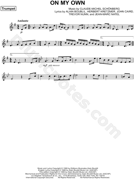 My Own" from 'Les Misérables' Sheet Music (Trumpet Solo) in G Major - Download & Print - SKU: MN0116971