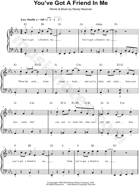 Randy Newman You Ve Got A Friend In Me Sheet Music Easy Piano In Eb Major Transposable Download Print Sku Mn