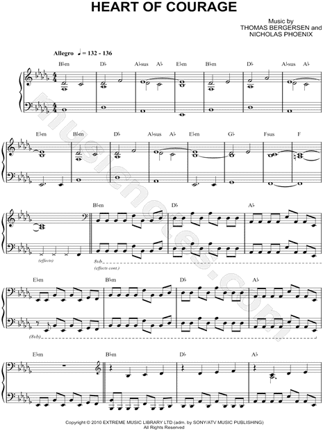 Heart of courage choir extreme music 2 steps from hell Two Steps From Hell Heart Of Courage Sheet Music Piano Solo In Bb Minor Transposable Download Print Sku Mn0117337