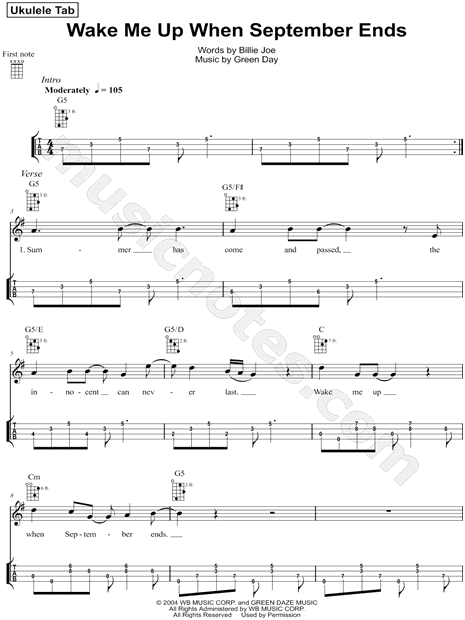 recipe: wake me up when september ends chords ukulele 4. Green Day \ - a hr...