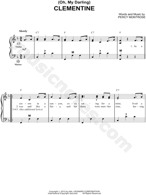 Percy Montrose Oh My Darling Clementine Sheet Music In F Major Download Print Sku Mn