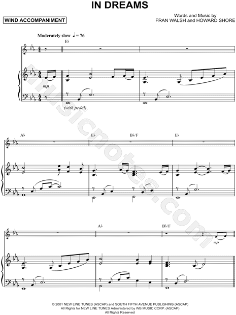 Founder Sideways Vagrant In Dreams - Piano Accompaniment (Winds)" from 'The Lord of the Rings' Sheet  Music in Eb Major (transposable) - Download & Print - SKU: MN0118430