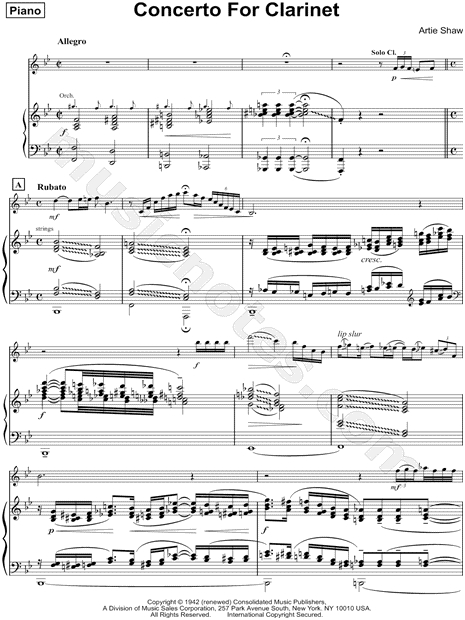 Concerto for Clarinet - Piano Accompaniment