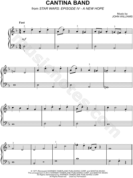 "Cantina Band" from 'Star Wars' Sheet Music (Easy Piano) (Piano Solo