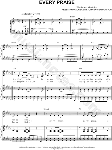 Verpersoonlijking Vijfde tabak Hezekiah Walker "Every Praise" Sheet Music in Db Major (transposable) -  Download & Print - SKU: MN0118702