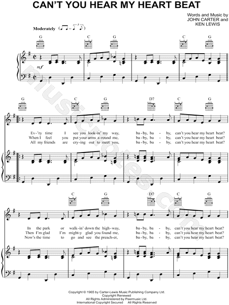 Herman S Hermits Can T You Hear My Heartbeat Sheet Music In G Major Download Print Sku Mn