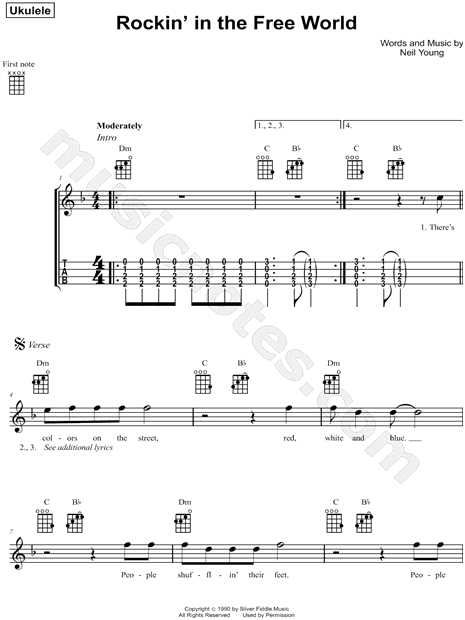 Neil Young Rockin In The Free World Ukulele Tab In D Minor Download Print Sku Mn