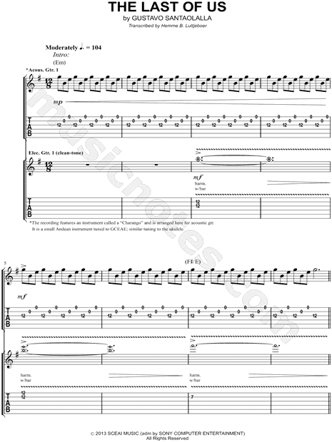 The Last of (Main Theme)" from 'The Last Of Us' Guitar Tab in E Minor - & Print - SKU: MN0119667