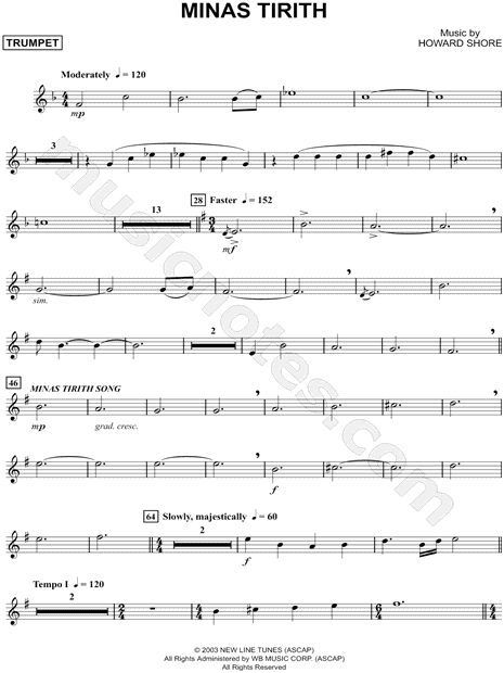 Minas Tirith Trumpet From The Lord Of Rings Sheet Music.