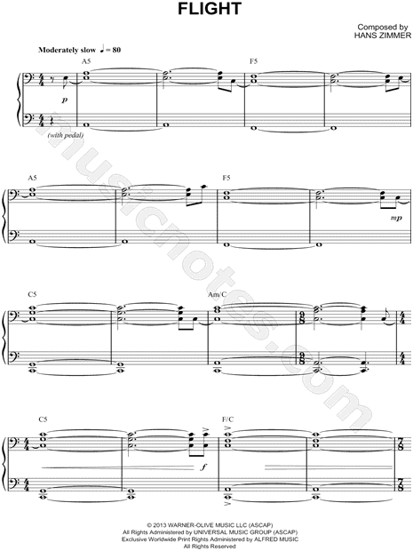 Flight From Man Of Steel Sheet Music Piano Solo In A Minor Download Print Sku Mn0122130