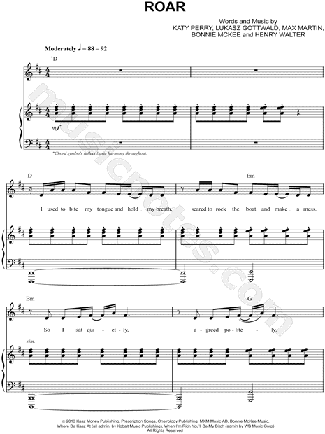 Print and download Roar sheet music by Katy Perry. 