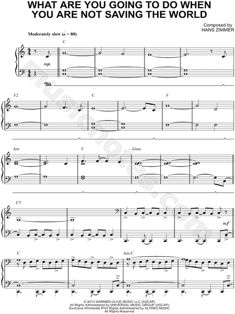 What Are You Going To Do When You Are Not Saving The World From Man Of Steel Sheet Music Piano Solo In C Major Download Print Sku Mn0122744