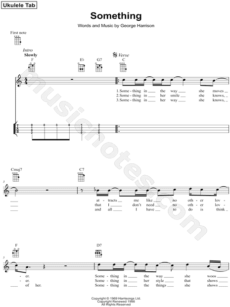 Beatles "Something" Ukulele in C Major - Download Print - SKU: MN0122783