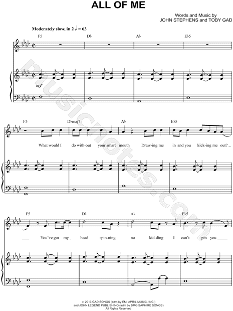 John Legend All Of Me Sheet Music In Ab Major Transposable Download Print Sku Mn