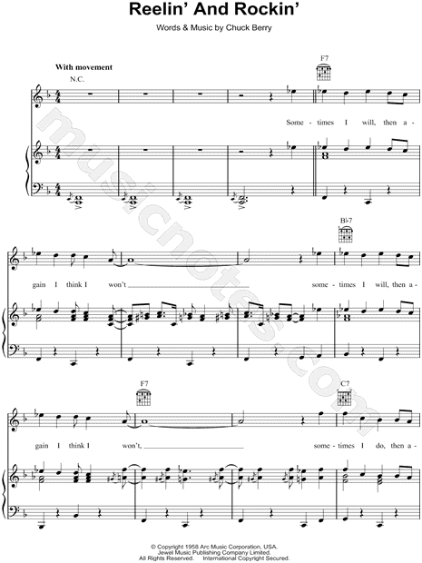 Chuck Berry Reelin And Rockin Sheet Music In F Major Download