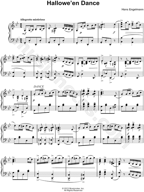 Hans Engelmann "Hallowe'en Dance" Sheet Music (Piano Solo) in G Minor