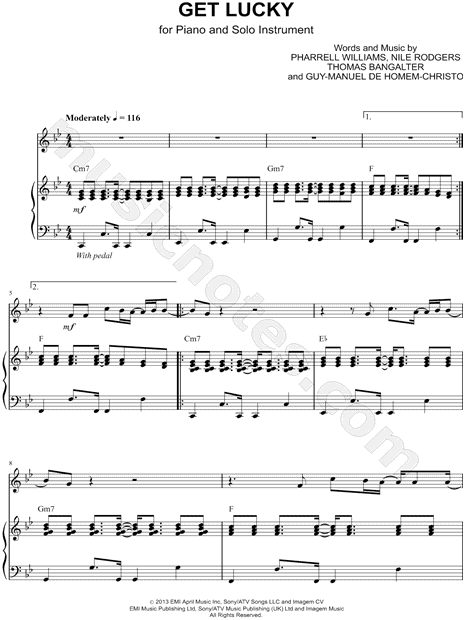 Daft Punk "Get Lucky - Piano Accompaniment" Sheet Music in 