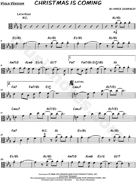 Vince Guaraldi Trio "Christmas Is Coming" Sheet Music (Leadsheet) in Eb Major - Download & Print ...