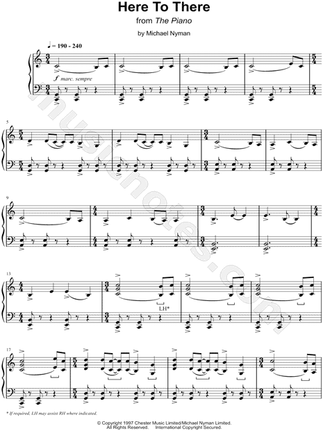 Anestésico oportunidad Repelente Here To There" from 'The Piano' Sheet Music (Piano Solo) in C Major -  Download & Print - SKU: MN0125170