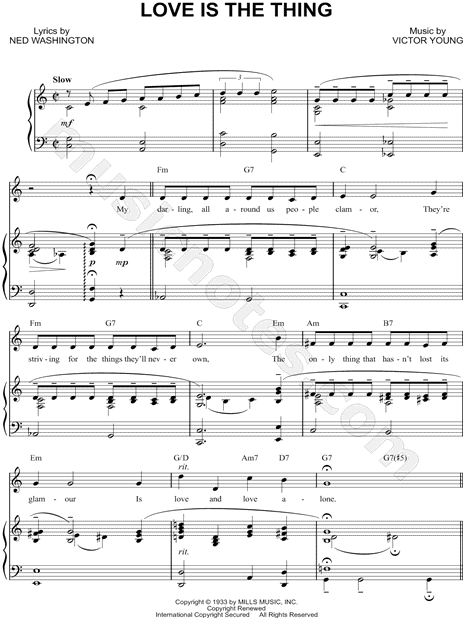 Nat King Cole "Love Is the Thing" Sheet Music in C Major - Download & Print - SKU: MN0125509