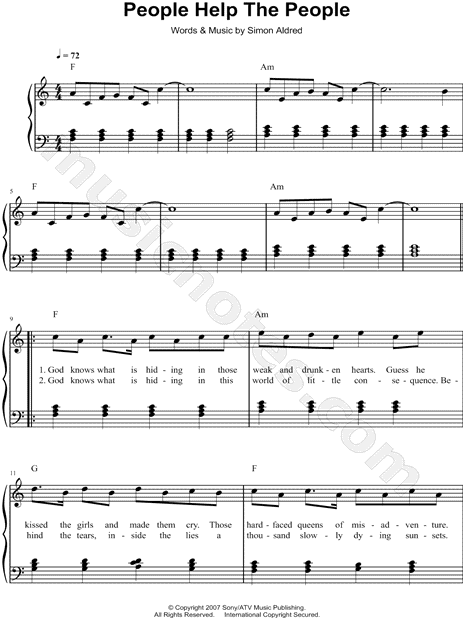 "People Help the People" Sheet Music (Easy in A Minor - Download Print - SKU: MN0125999