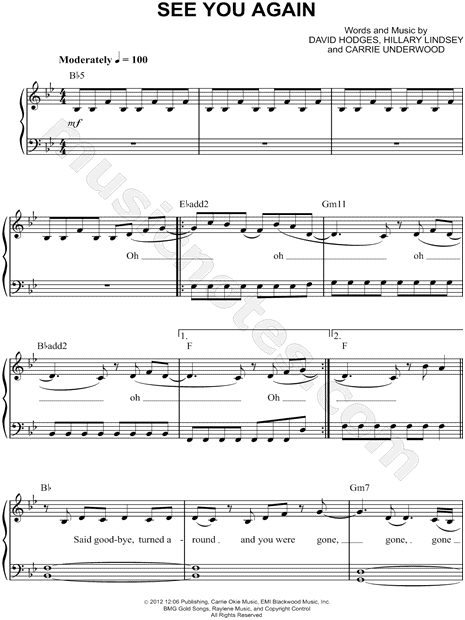 again piano sheet carrie underwood ll musicnotes digital mtd