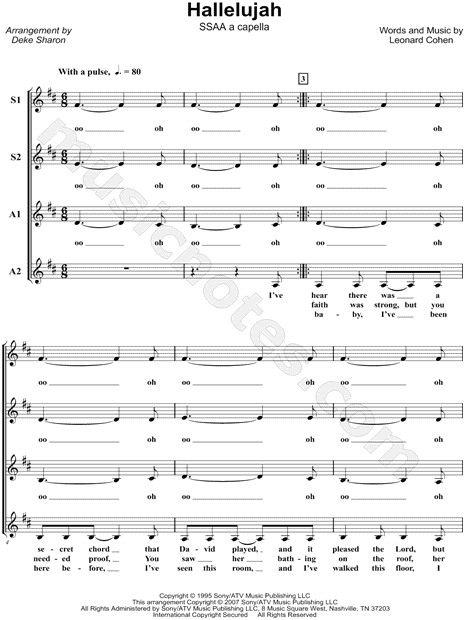 Print and download choral sheet music for Hallelujah composed by Leonard Co...